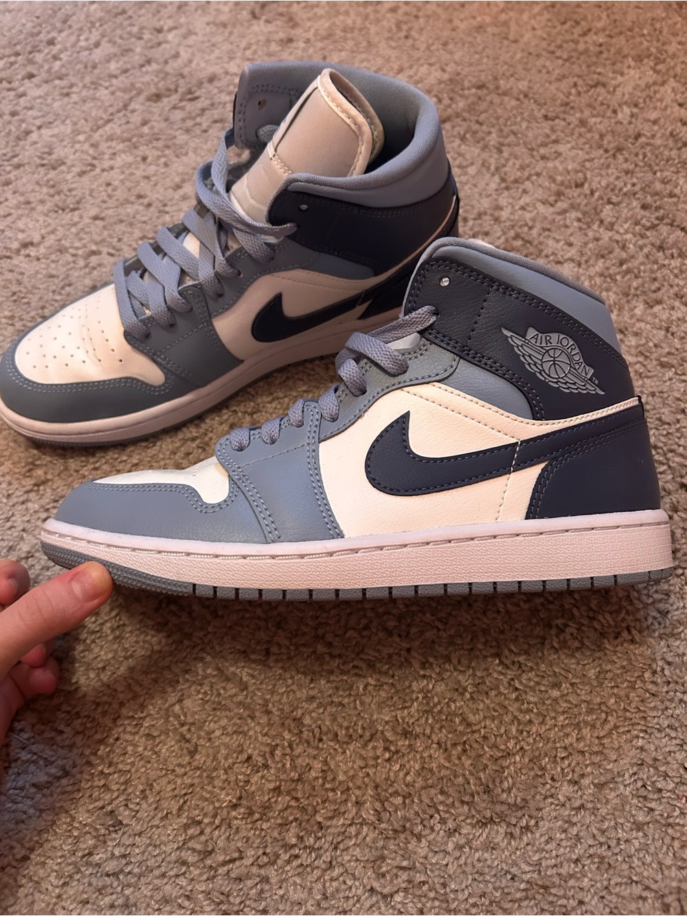 Air Jordan 1 Mid - Light Blue and White Womens Size 8 Sneakers
